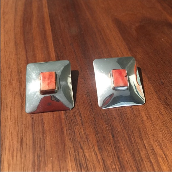 Jewelry - Vintage Spiny Oyster and Sterling Silver Earrings